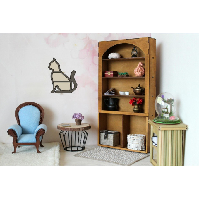 Tiny dollhouse cat shelf digital file, download miniature