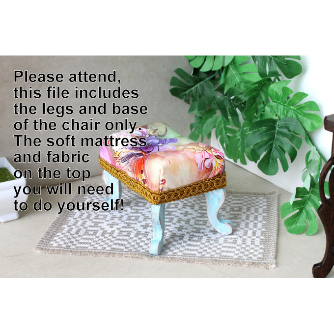 Miniature tabouret SVG digital file download, dollhouse