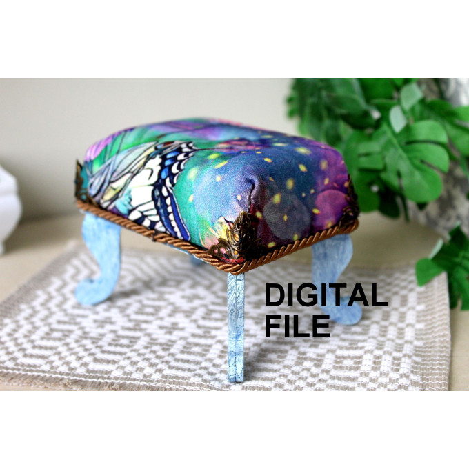 Miniature tabouret SVG digital file download, dollhouse