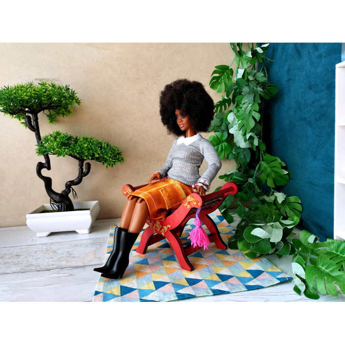 Miniature tabouret digital file, baroque dollhouse 