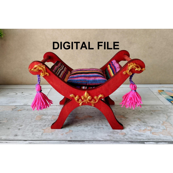 Miniature tabouret digital file, baroque dollhouse 