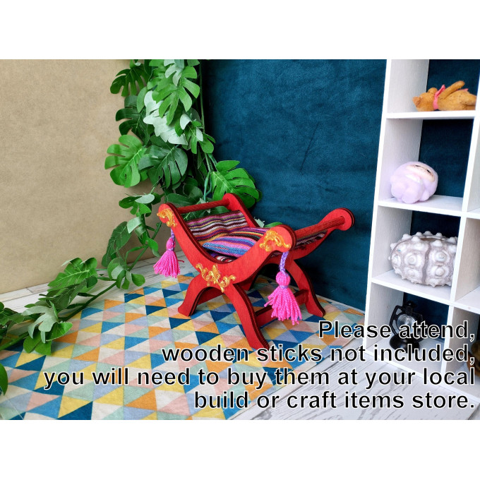 Miniature tabouret digital file, baroque dollhouse 