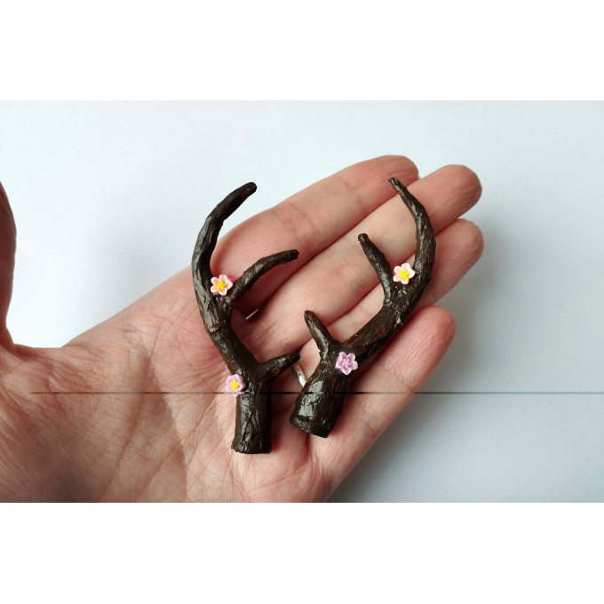 Miniature deer antlers on magnet tutorial. BJD dol