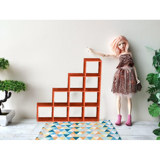 Miniature drawer stairs shape digital file. Doll