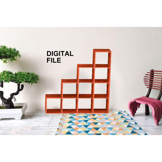 Miniature drawer stairs shape digital file. Doll