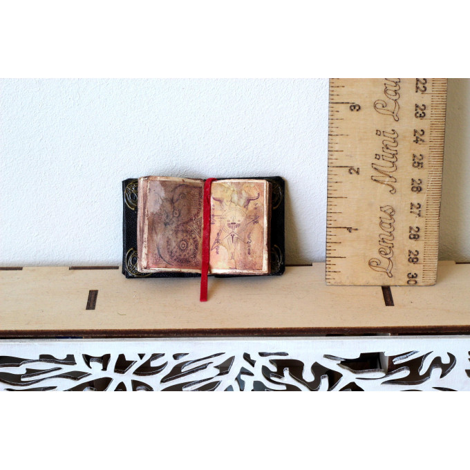Miniature witch book tutorial, old pages leather cover 