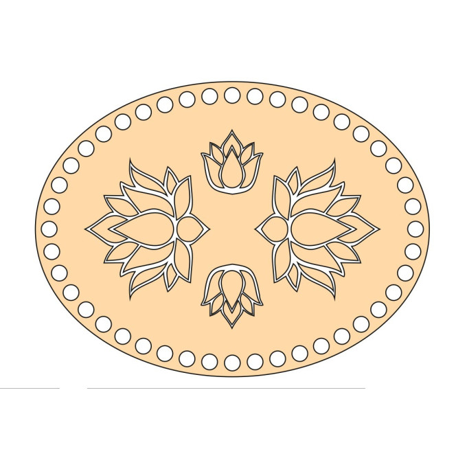 Basket base oval shape with lotus engraving digital file