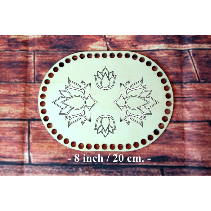 Basket base oval shape with lotus engraving digital file