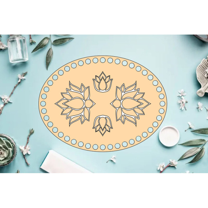 Basket base oval shape with lotus engraving digital file