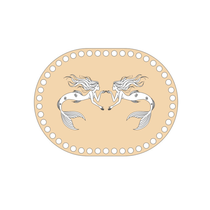 Basket base with mermaid women engraving digital file 