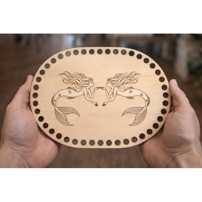 Basket base with mermaid women engraving digital file 