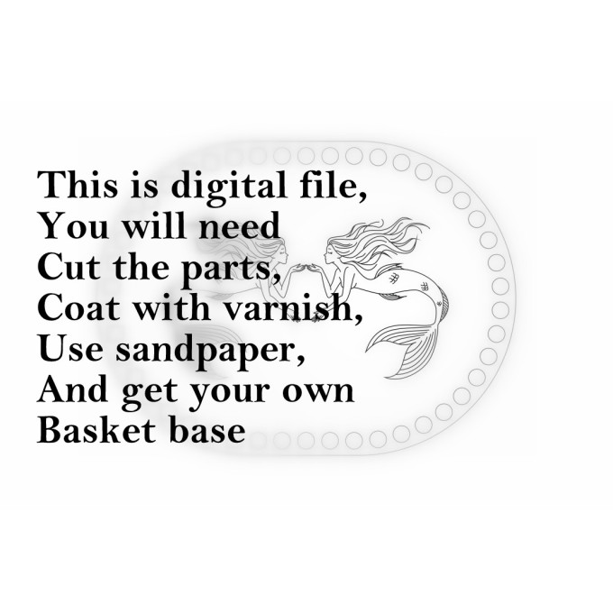 Basket base with mermaid women engraving digital file 