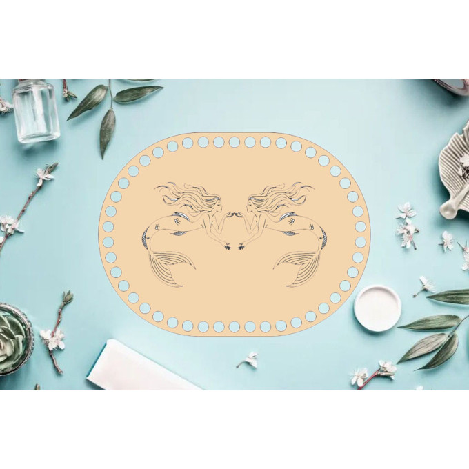 Basket base with mermaid women engraving digital file 