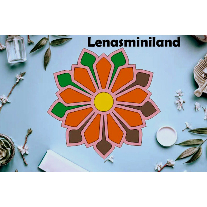 Rangoli flower mandala plywood base laser cut file