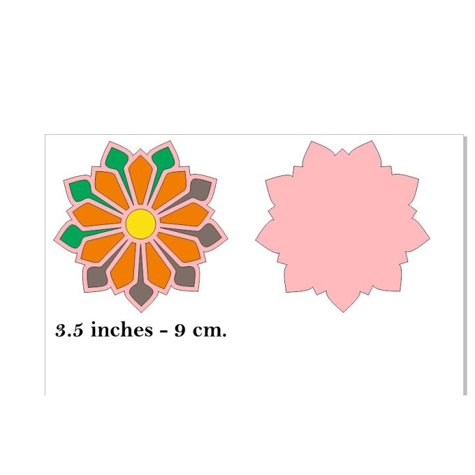 Rangoli flower mandala plywood base laser cut file