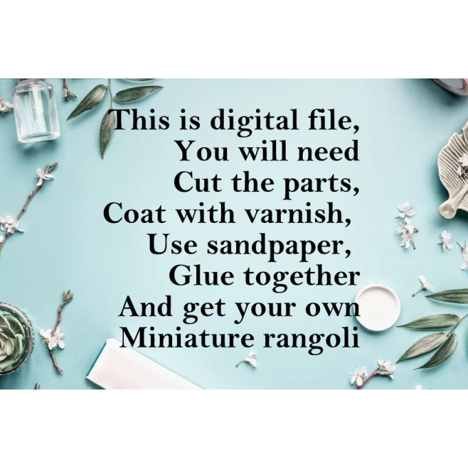 Rangoli flower mandala plywood base laser cut file