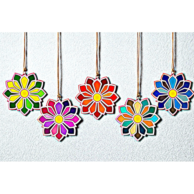 Rangoli flower mandala plywood base laser cut file