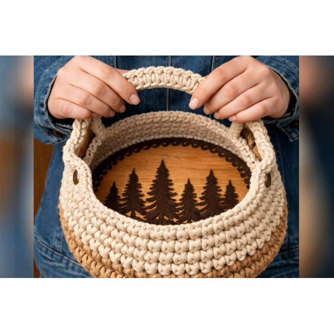 Round basket base 14 inch 35 cm laser cut digital