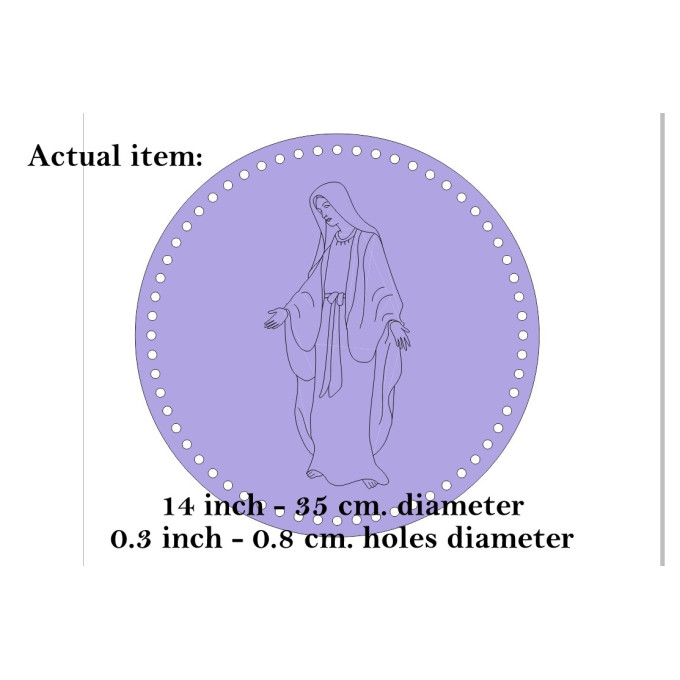 Basket base round with virgin Mary engraving laser
