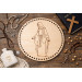 Basket base round with virgin Mary engraving laser