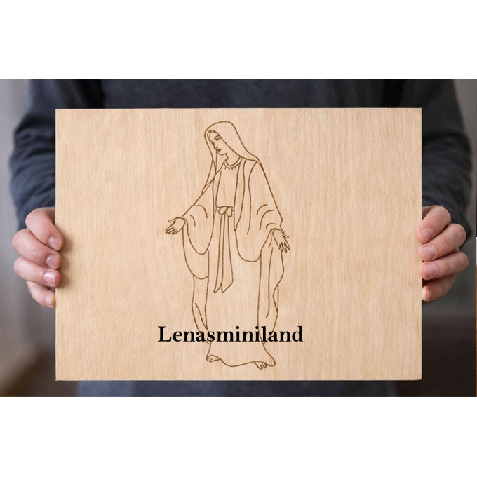 Laser engraving Virgin Mary line art file, Madona