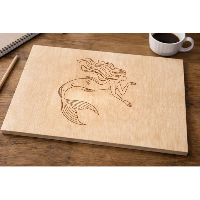 Laser engraving mermaid digital file. Line art verctor