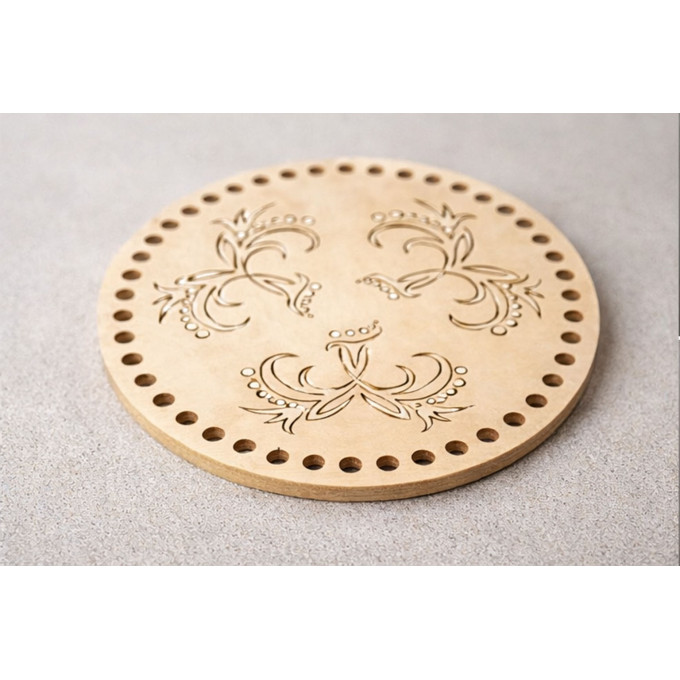 Laser cut basket cover with flowers 8 inch round