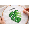 Monstera leaf cross stitch pattern embroidery scheme 