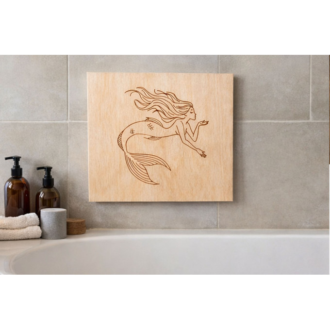 Laser engraving mermaid digital file. Line art verctor