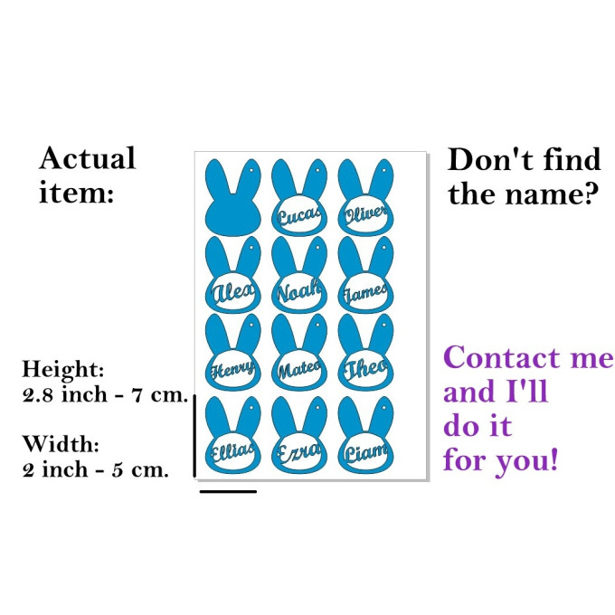 Bunny boys name tags for easter digital file download