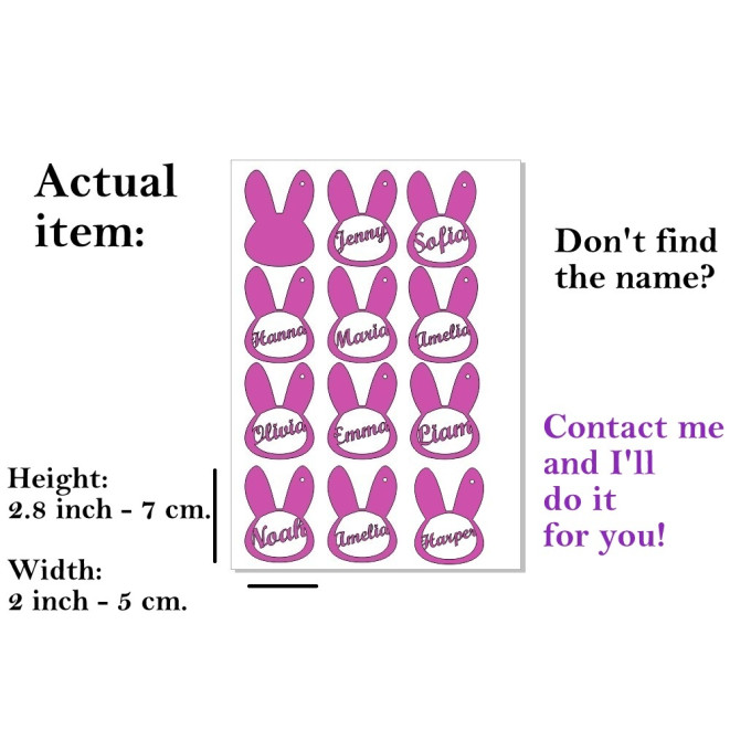 Easter bunny girls name tags digital download laser 