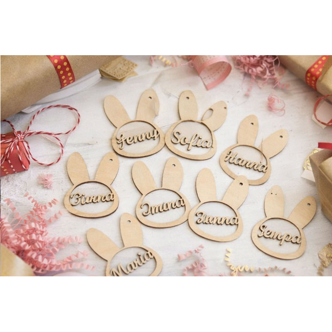 Easter bunny girls name tags digital download laser 