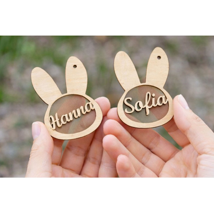 Easter bunny girls name tags digital download laser 