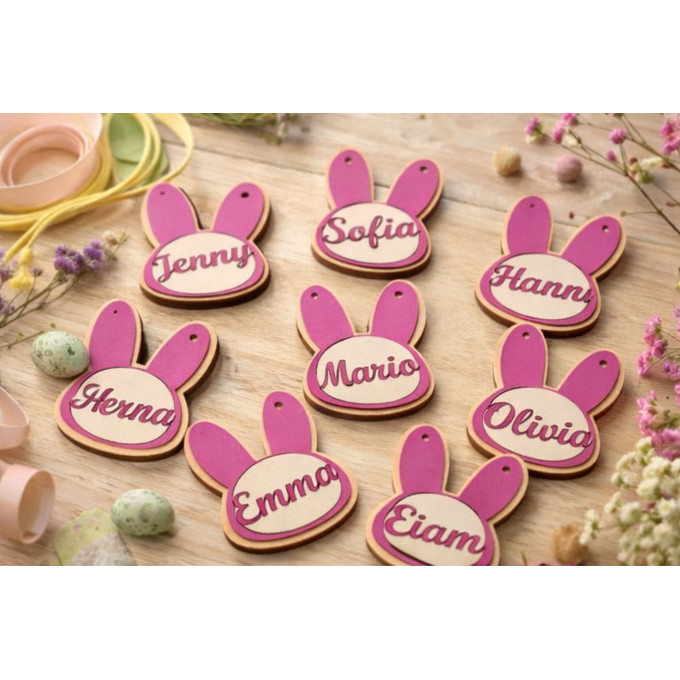 Easter bunny girls name tags digital download laser 