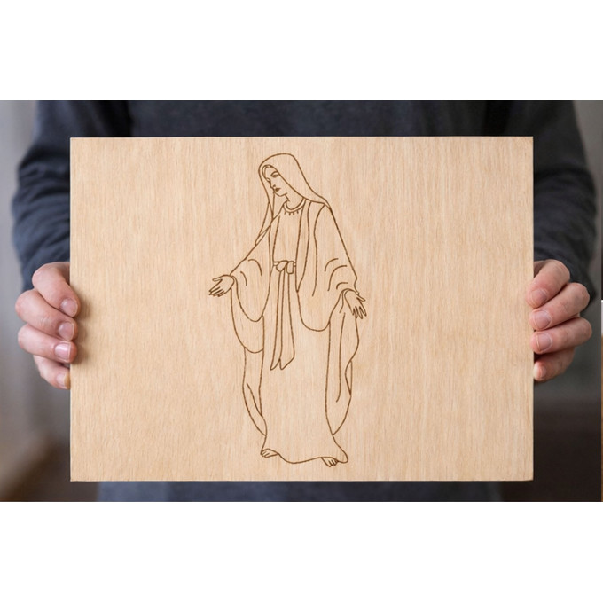 Laser engraving Virgin Mary line art file, Madona