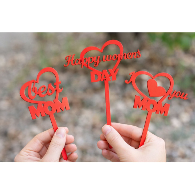 Happy women's day cake topper digital file laser cut