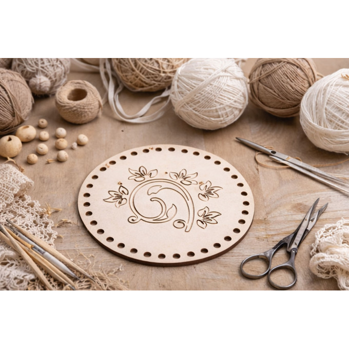 Round basket base with flowers ornament digital file