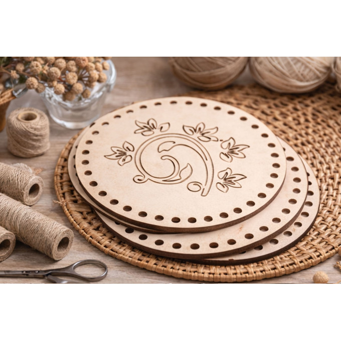 Round basket base with flowers ornament digital file