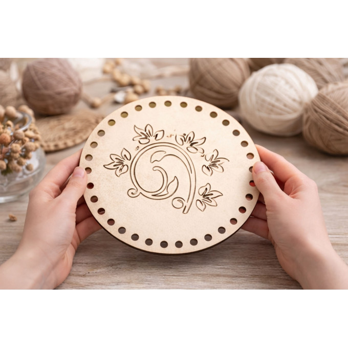 Round basket base with flowers ornament digital file