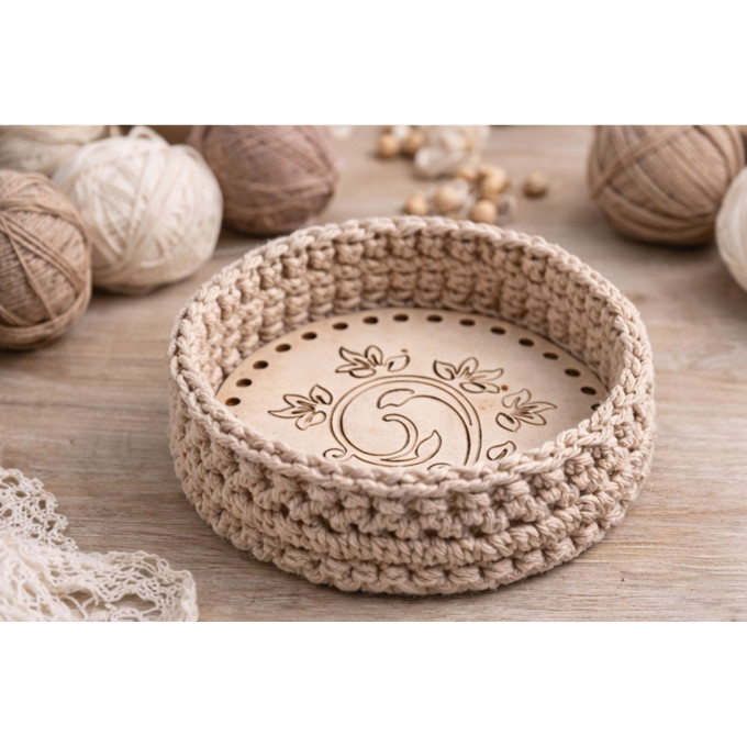 Round basket base with flowers ornament digital file