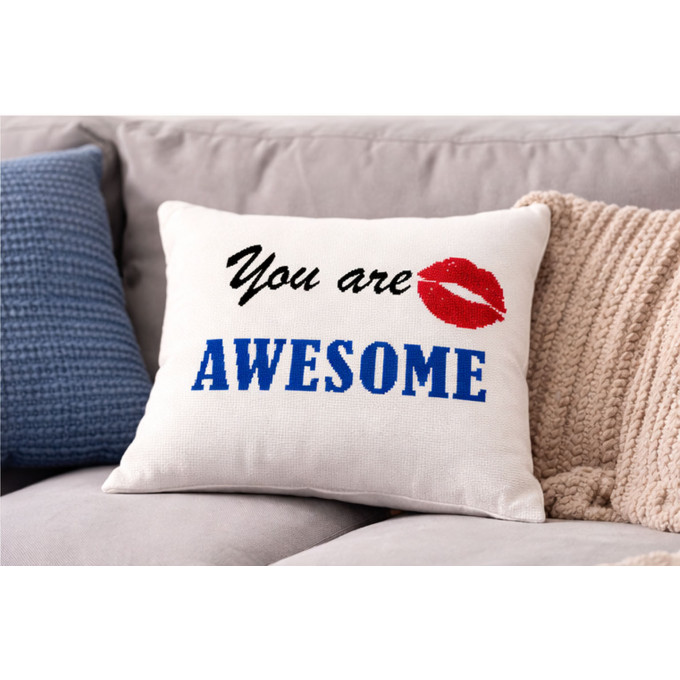 Cross stitch you are awesome words embroidery