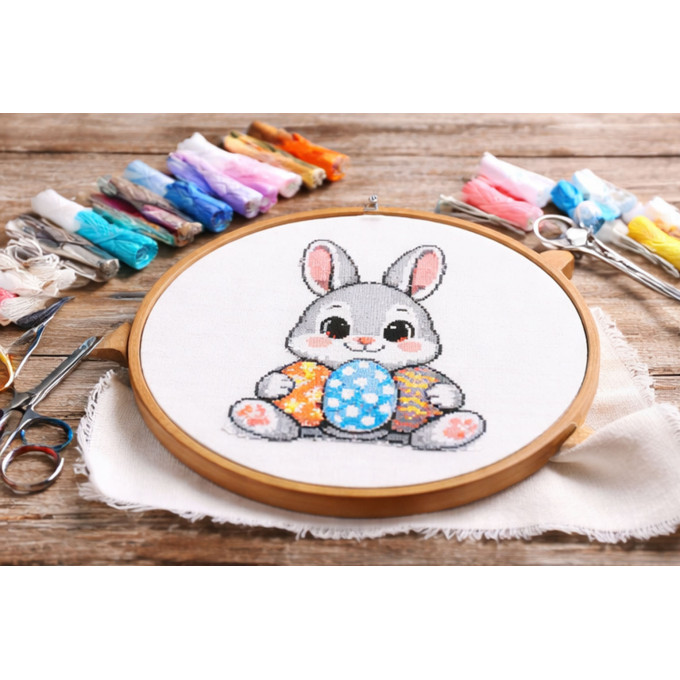 Cross stitch pattern Easter bunny with eggs embroidery