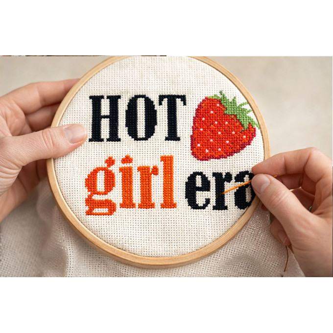 Cross stitch Hot girl era pattern strawberry and viral 