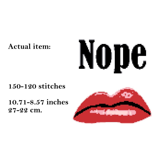 Cross stitch nope lips pattern, disgusting modern 