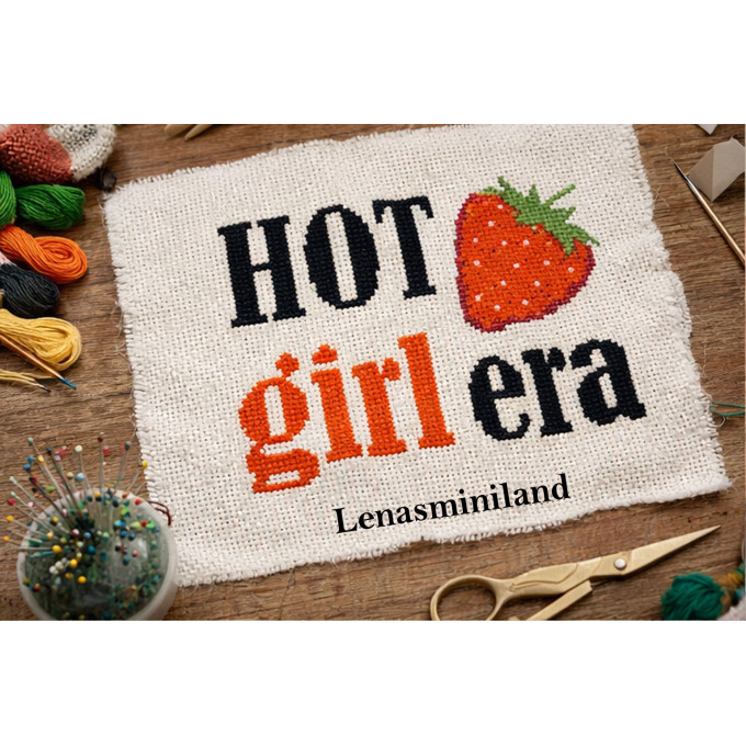 Cross stitch Hot girl era pattern strawberry and viral 