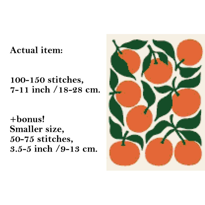 Cross stitch oranges retro eclectic pattern digital file 