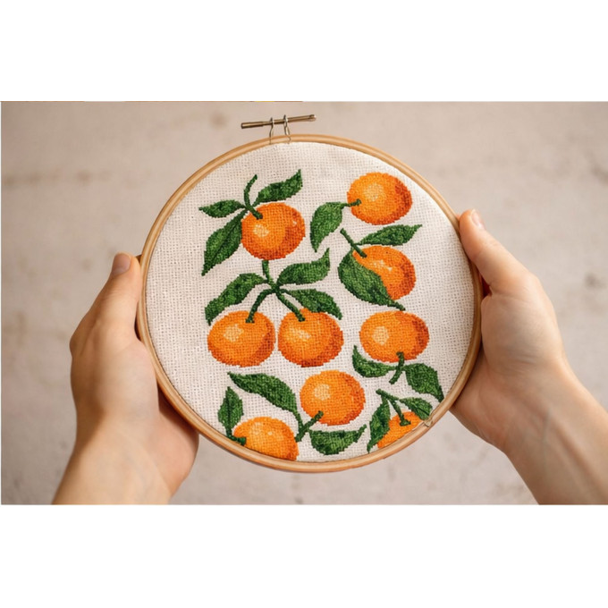 Cross stitch oranges retro eclectic pattern digital file 