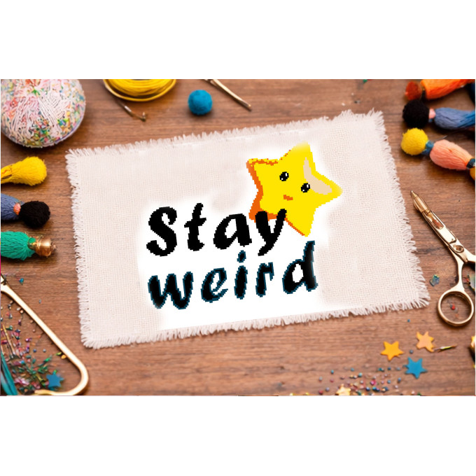 Cross stitch stay weird star pattern embroidery funny 