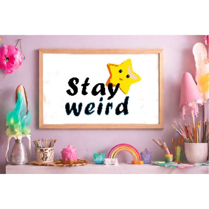 Cross stitch stay weird star pattern embroidery funny 