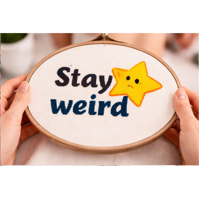 Cross stitch stay weird star pattern embroidery funny 